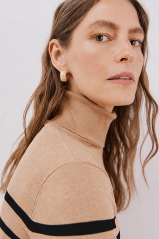 Sudadera Cuello Alto con Estampado Rayas