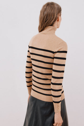 Sudadera Cuello Alto con Estampado Rayas