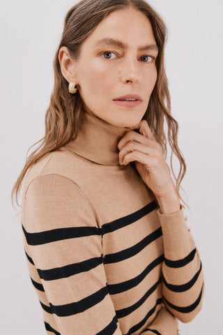 Sudadera Cuello Alto con Estampado Rayas