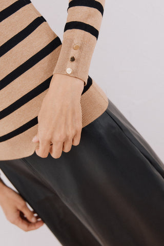 Sudadera Cuello Alto con Estampado Rayas