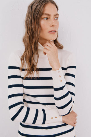 Sudadera Cuello Alto con Estampado Rayas