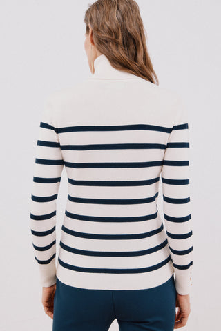 Sudadera Cuello Alto con Estampado Rayas