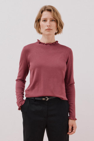 Sudadera Cuello Alto con Volantes