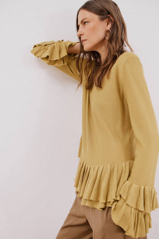 Blusa Manga Larga con Detalle de Volantes
