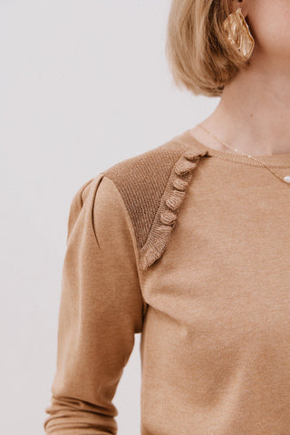 Sudadera Cuello Redondo con Volantes.