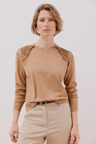 Sudadera Cuello Redondo con Volantes.