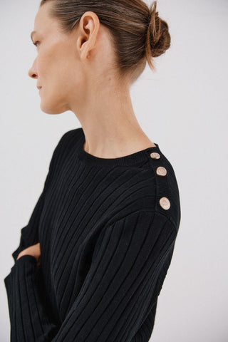 Sudadera Acanalada con Detalle Botones