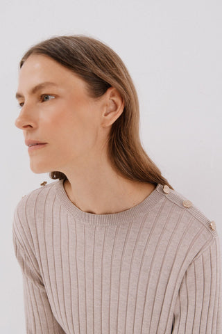 Sudadera Acanalada con Detalle Botones