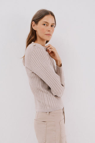 Sudadera Acanalada con Detalle Botones