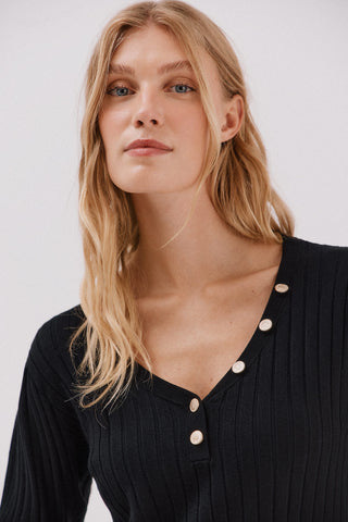 Sudadera Acanalada con Detalle Botones