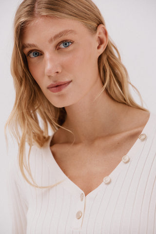 Sudadera Acanalada con Detalle Botones