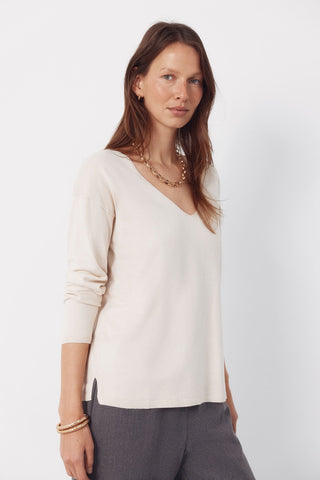 Sudadera Escote Pico con Detalle Aberturas