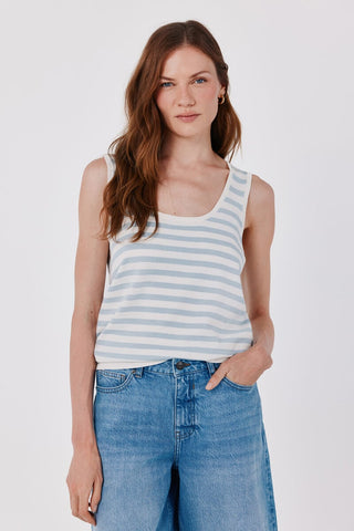 Camiseta sin Mangas con Estampado Rayas