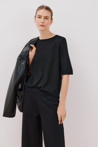 Blusa Manga Corta de Punto Metalizado