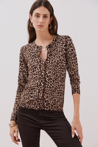 Cárdigan Corto con Estampado Animal Print.