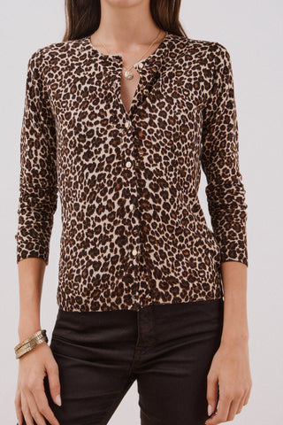 Cárdigan Corto con Estampado Animal Print.