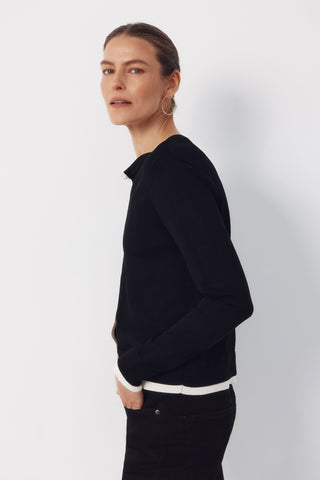 Chaqueta de Punto con Detalle Contrastre