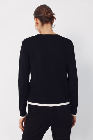 Chaqueta de Punto con Detalle Contrastre