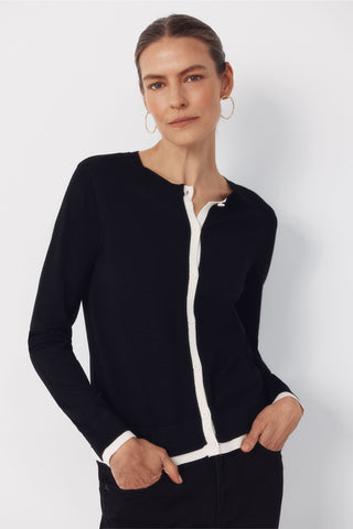 Chaqueta de Punto con Detalle Contrastre