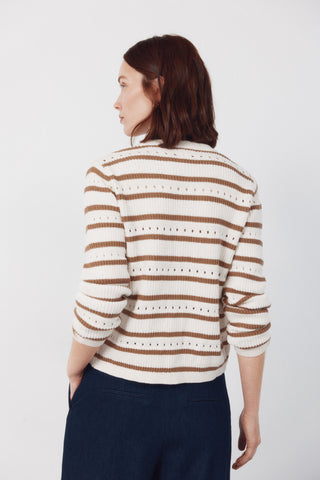 Chaqueta Corta con Botones Estampado Rayas
