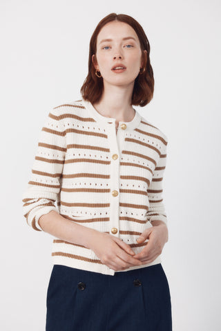 Chaqueta Corta con Botones Estampado Rayas
