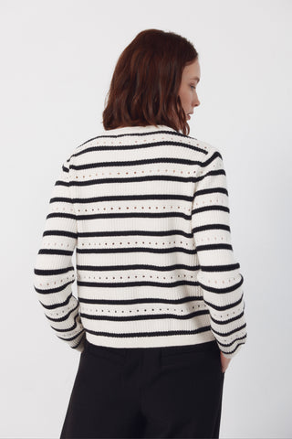 Chaqueta Corta con Botones Estampado Rayas