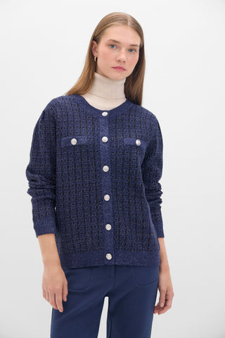Chaqueta Tweed con Bolsillos