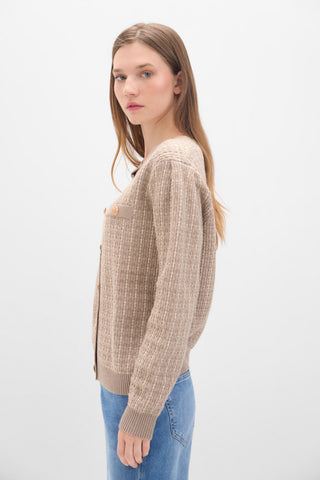 Chaqueta Tweed con Bolsillos