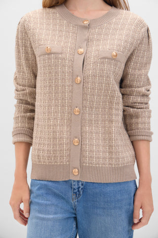 Chaqueta Tweed con Bolsillos
