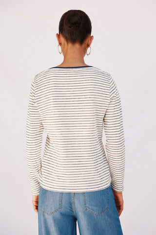Camiseta Cuello Barco con Estampado Rayas