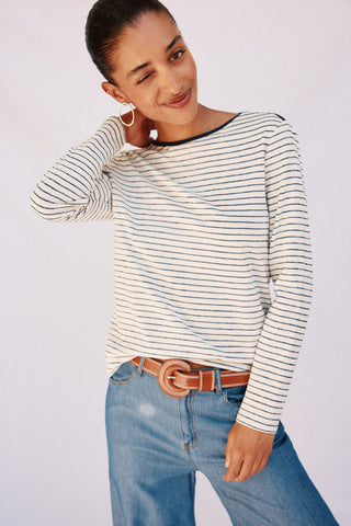 Camiseta Cuello Barco con Estampado Rayas