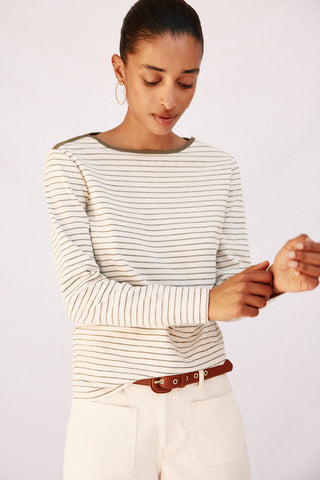 Camiseta Cuello Barco con Estampado Rayas