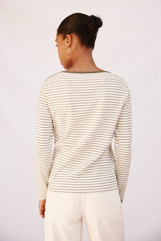 Camiseta Cuello Barco con Estampado Rayas