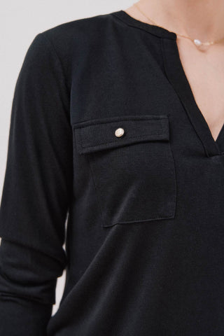 Camiseta Cuello Mao Efecto Lino