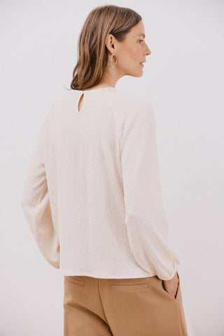 Blusa Manga Larga con Detalle Crochet
