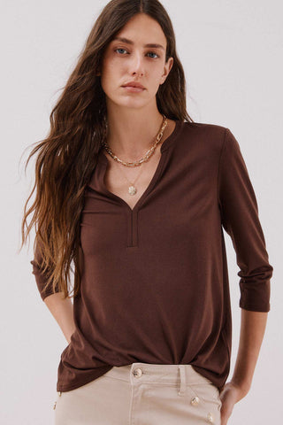 Camisa Manga Larga con Cuello Mao