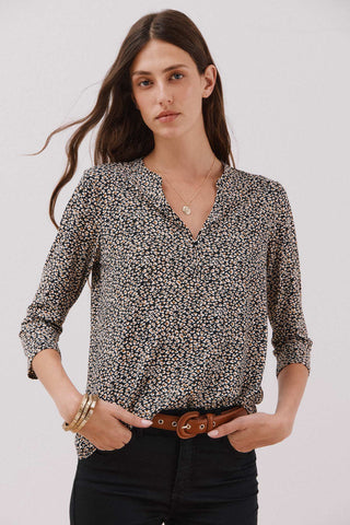 Camisa Manga Larga con Cuello Mao