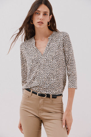Camisa Manga Larga con Cuello Mao