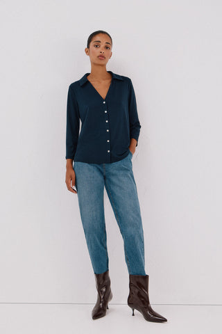 Camisa Manga Larga con Detalle Botones