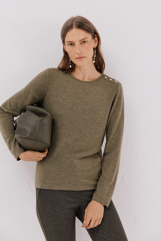 Camiseta Manga Larga con Detalle Botones