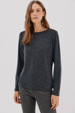 Camiseta Manga Larga con Detalle Botones