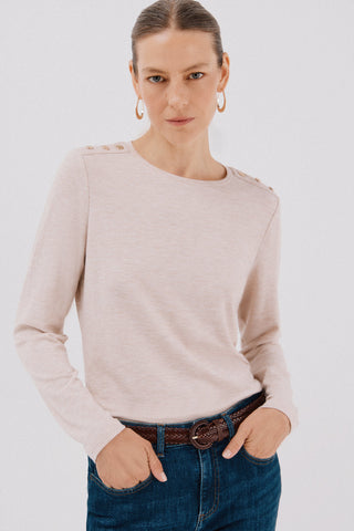 Camiseta Manga Larga con Detalle Botones