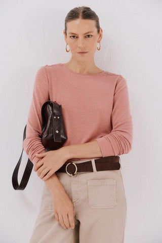 Camiseta Manga Larga con Detalle Botones