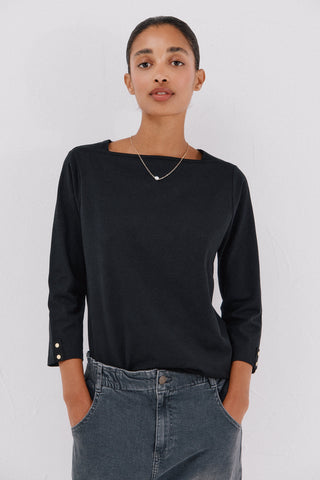 Camiseta Básica Cuello Barco de Algodón