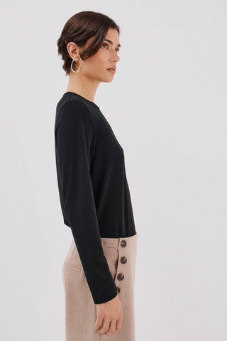 Blusa Manga Larga con Detalle Escote