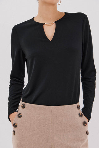 Blusa Manga Larga con Detalle Escote