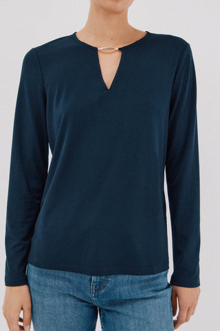 Blusa Manga Larga con Detalle Escote