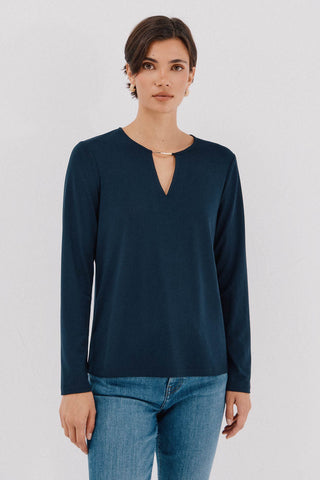 Blusa Manga Larga con Detalle Escote