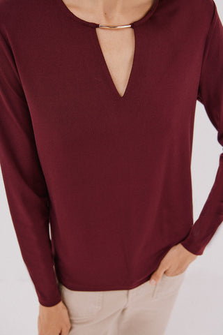 Blusa Manga Larga con Detalle Escote