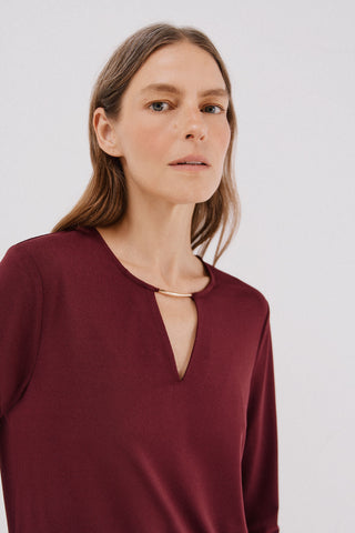 Blusa Manga Larga con Detalle Escote